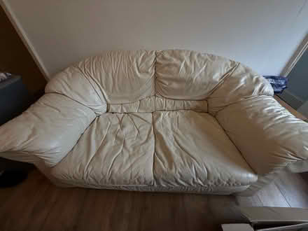 Photo of free Cream Leather Style Two Seater Sofa (Ealing Broadway) #1