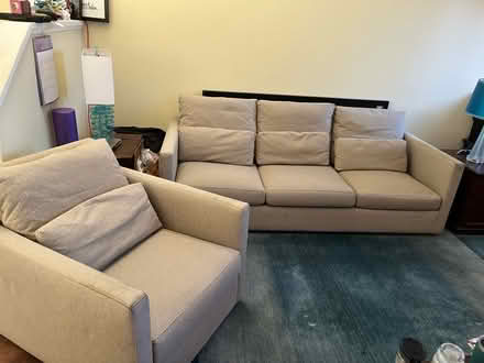Photo of free Beige couch and swivel chair (Redwood shores) #3