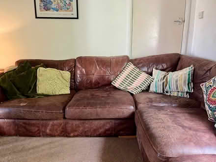 Photo of free Large brown leather corner sofa (Coldean BN1) #2