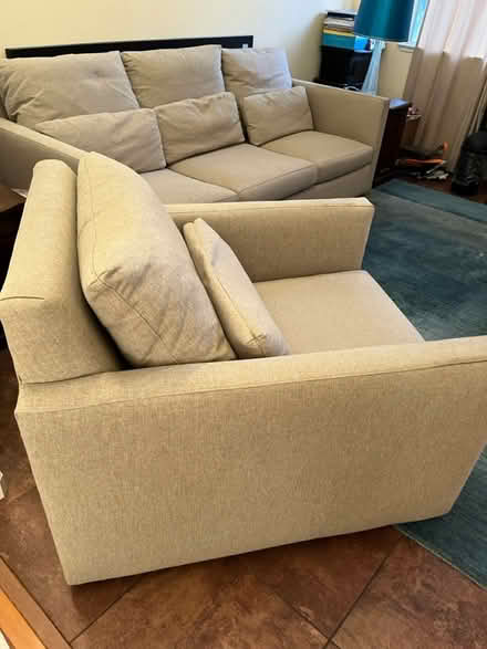 Photo of free Beige couch and swivel chair (Redwood shores) #2