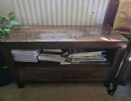 Photo of free Brown Mango Wood Storage Coffee Table 2 Drawers, Freestandin (Merton SW19) #1