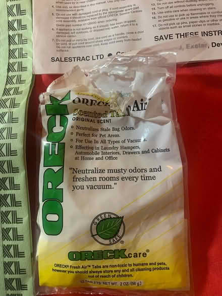 Photo of free Oreck hoover bags and belt (Cwmbran NP44) #3