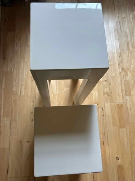 Photo of free 2 white gloss side tables (NW8) #2