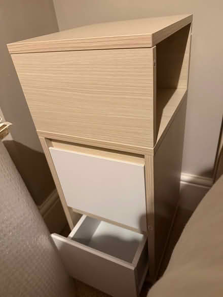 Photo of free 2x Light Wood & White Bedside Tables (Charlton SE7) #1