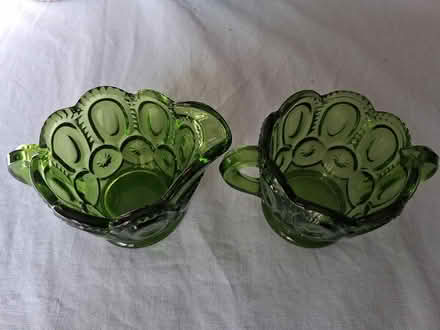 Photo of free Green glass sugar bowl and creamer (Townsend) #1
