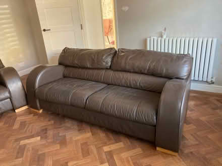 Photo of free Brown Leather sofa and armchair (Lexden CO3) #1