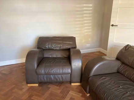 Photo of free Brown Leather sofa and armchair (Lexden CO3) #2