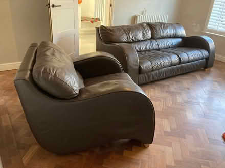 Photo of free Brown Leather sofa and armchair (Lexden CO3) #3