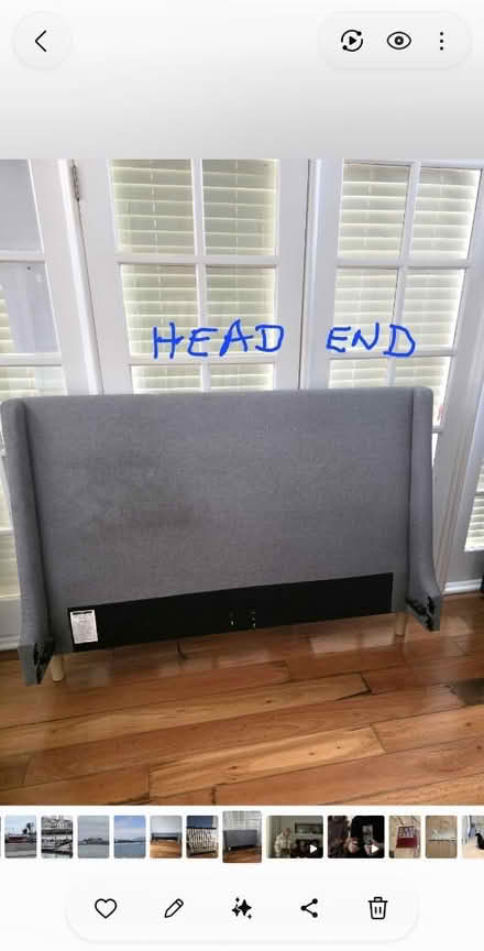 Photo of free Grey padded Queen bed (Hampton) #1