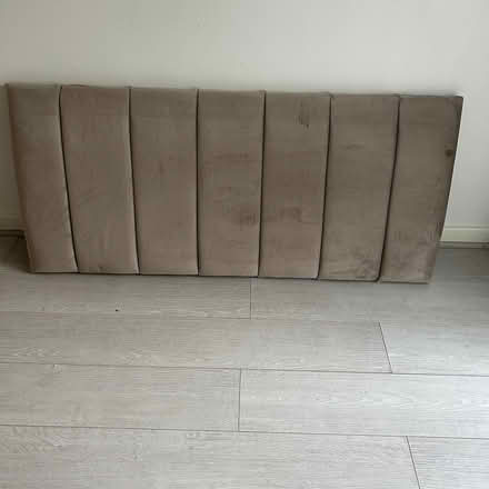 Photo of free Double Bed Headboard – Taupe Velvet (Islington London N1) #1