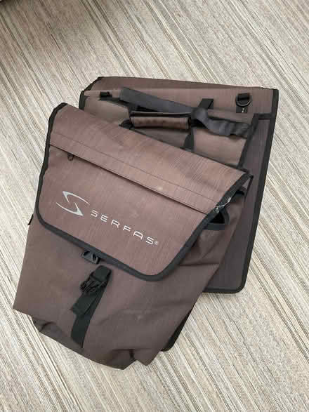 Photo of free Pair of cycle panniers, brown nylon. (Queen Edith's Ward CB1) #1