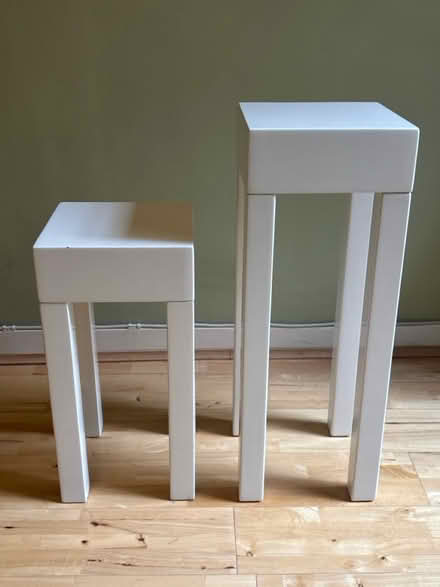 Photo of free 2 white gloss side tables (NW8) #1