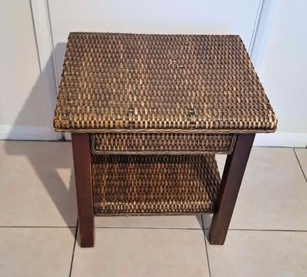 Photo of free Boho Vintage Wicker & Rattan Two-Tier Side Table/Bedside Tab (Lyme Regis DT7) #1
