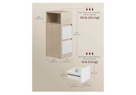 Photo of free 2x Light Wood & White Bedside Tables (Charlton SE7) #2