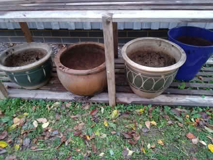 Photo of free Ceramic and plastic garden pots, used, small to large (St. Margarets Farm HP1) #3