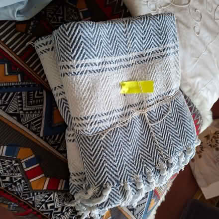 Photo of free Pair of cotton throws, blue and white (Charminster BH8) #1