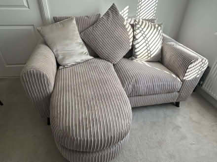 Photo of free Small DFS Honey mink grey two seater chaise sofa lounger (Little Parndon CM20) #1