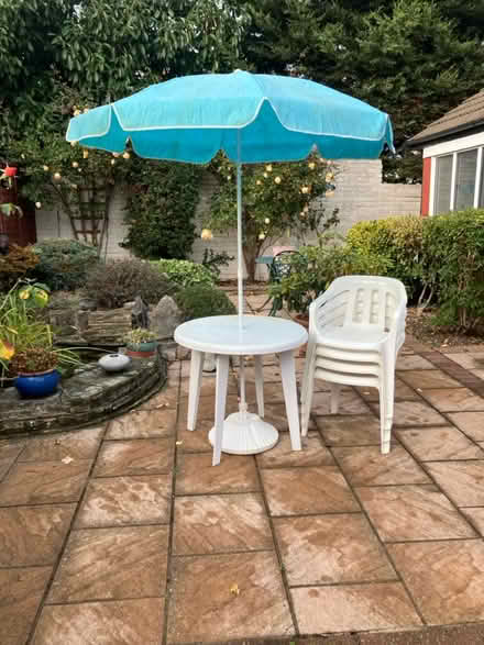 Photo of free Outdoor table, chairs & parasol (EN9 1LE) #1
