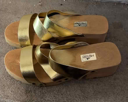 Photo of free Gold slip in clogs 8-8.5 (Cupertino by De Anza College) #1