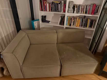 Photo of free 2 seater tan modular sofa (London Fields E8) #1