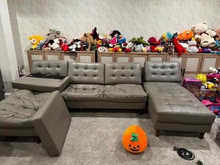 Photo of free Faux Leather Couch (North Caldwell) #1