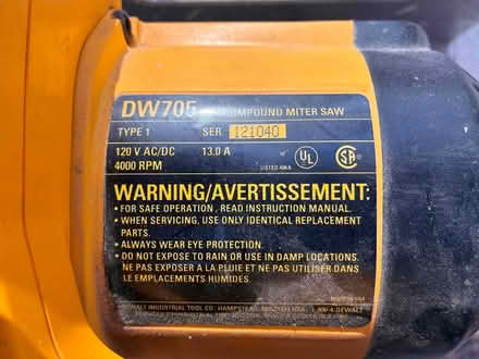 Photo of free DeWalt Miter Saw (with issues) (Woodstock, NY) #3