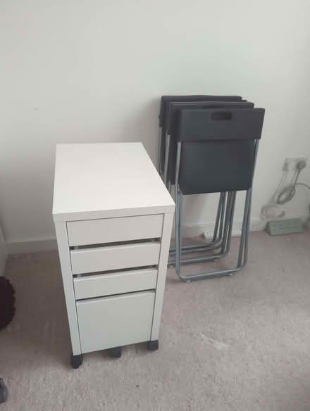 Photo of free Filing cabinet white on wheels and folding chairs (Cyprus E16) #1