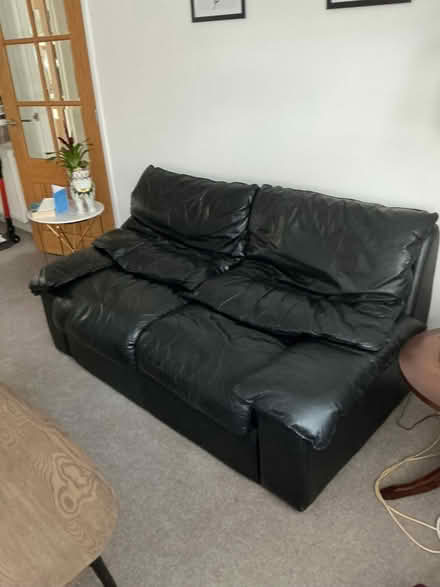 Photo of free Black leather 2-seater sofa (Christchurch BH23) #1