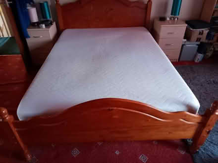 Photo of free Solid Pine double bed and mattress. (Edgeside BB4) #1