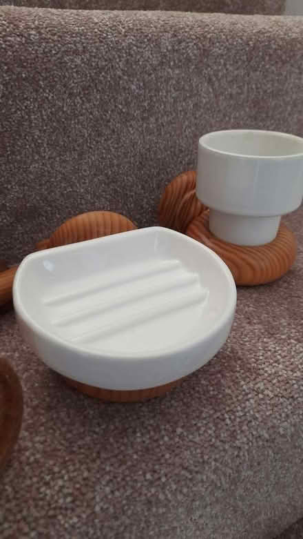 Photo of free Wooden & ceramic toothbrush, soap, towel holders (Byfleet KT14) #1
