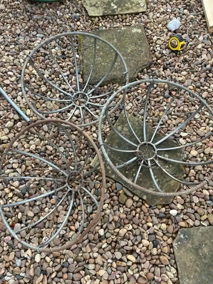 Photo of free 3 very large metal hanging baskets (Wennington LA2) #1
