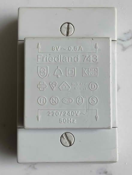 Photo of free Mains to 8V 0.5 A wired transformer, wall mounted. (Queen Edith's Ward CB1) #1