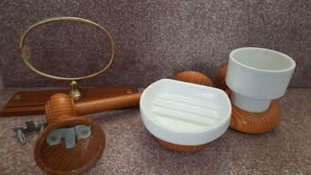 Photo of free Wooden & ceramic toothbrush, soap, towel holders (Byfleet KT14) #2