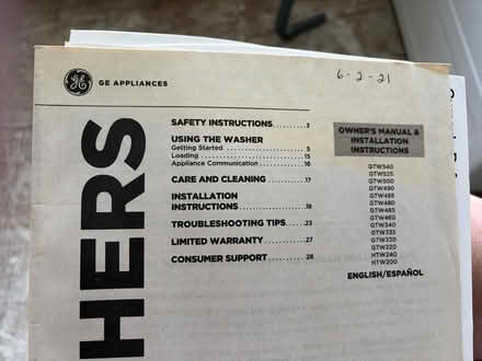 Photo of free GE Washer (south Leominster) #4
