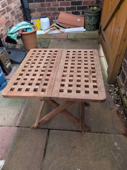 Photo of free Small wooden garden table (Stretford) #1
