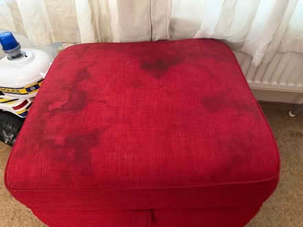 Photo of free 2 x 2 seater Red sofas and a storage ottoman (Alresford CO7) #3