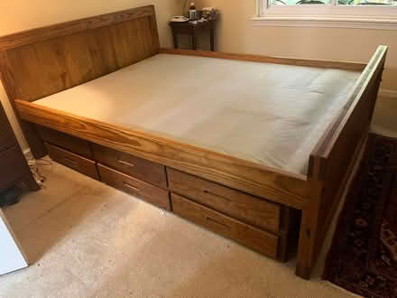 Photo of free Queen bed frame- built in drawers (Roxborough/ Wissahickon) #1