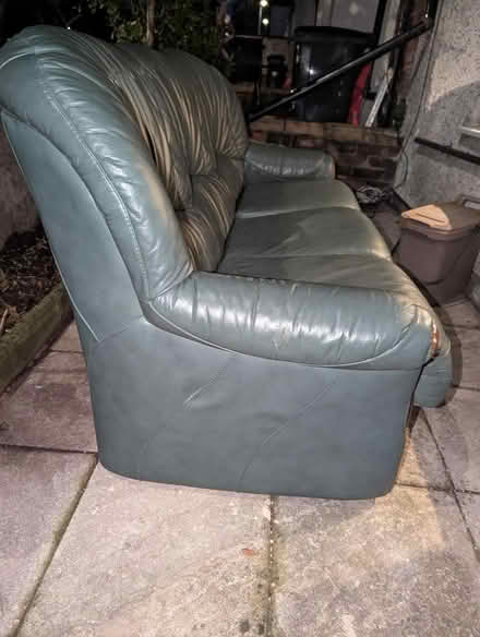 Photo of free 3 Seater Green Leather Sofa to go (Eastville BS5) #2