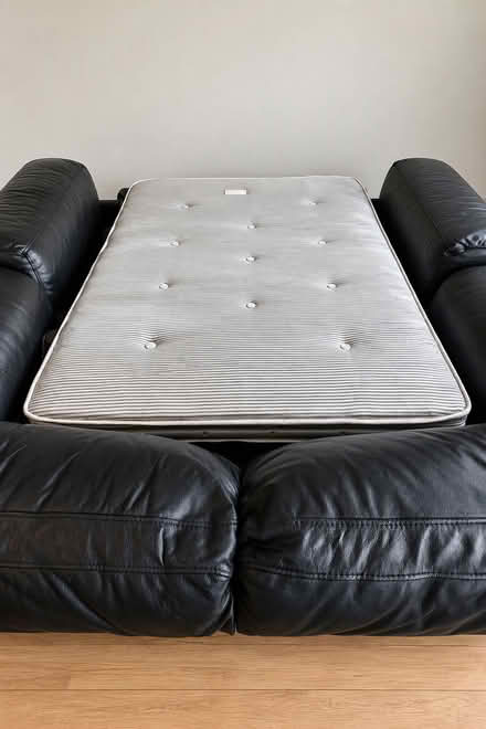 Photo of free Black leather sofa bed (Bromborough CH62) #2