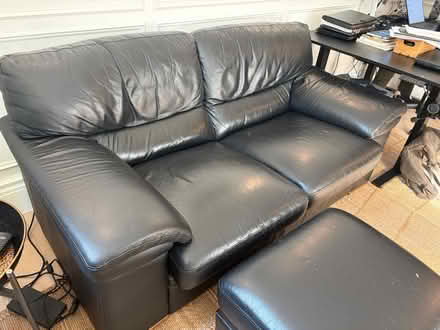 Photo of free Leather 2-Seater Sofa & Footstool (Palmers Green N13) #3
