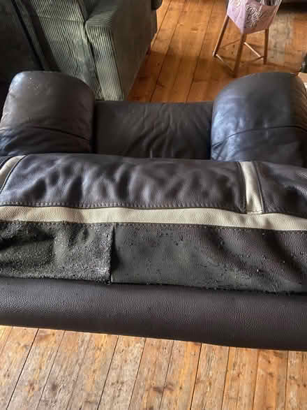 Photo of free Brown leather sofa and chair (recliners) (Pumpherston EH53) #2