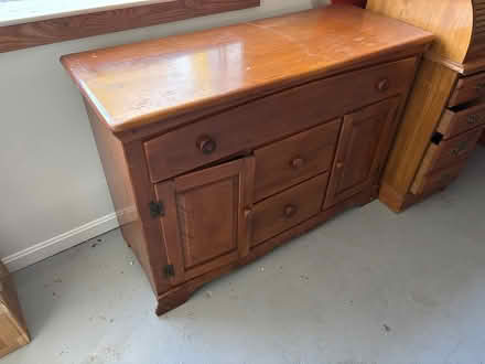 Photo of free Solid wood hutch and cabinet (Route 231 and PF Blvd) #1