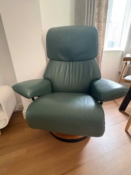 Photo of free Leather recliner chair & foot stool (Fleet GU52) #1
