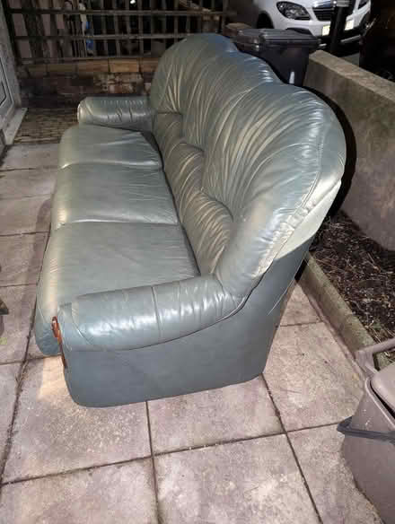 Photo of free 3 Seater Green Leather Sofa to go (Eastville BS5) #3