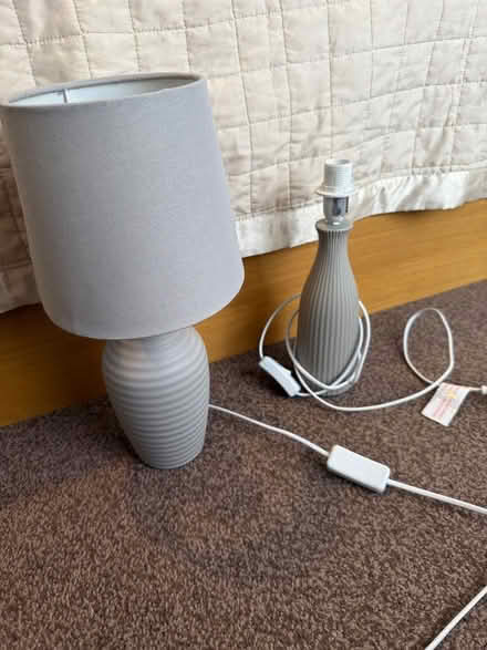 Photo of free 2 grey lamps, both need new shade (Shotton CH5) #1