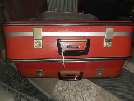 Photo of free 2 red vintage hard case suitcases (Shadwell E1) #1