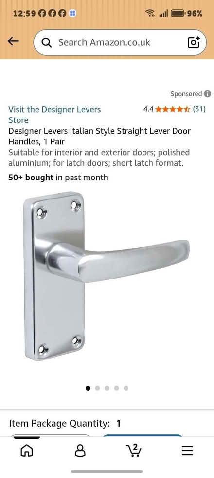 Photo of 2 door handles for both sides of my door (Barnard's Green WR14) #1