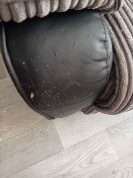 Photo of free Grey faux leather sofa and Chair (Pudsey LS28) #2
