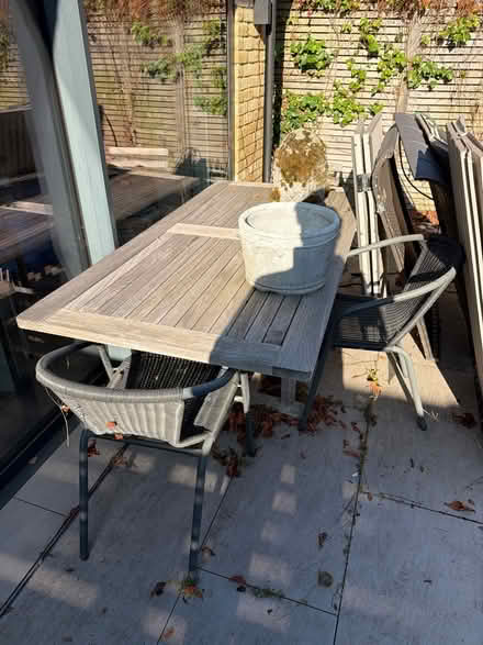 Photo of free Wooden Garden Table + 3 chairs (SW14) #1