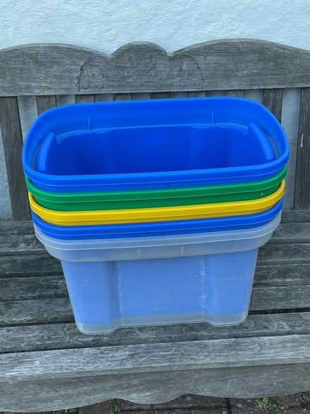 Photo of free Five plastic stack and store boxes (Addiscombe CR0) #1